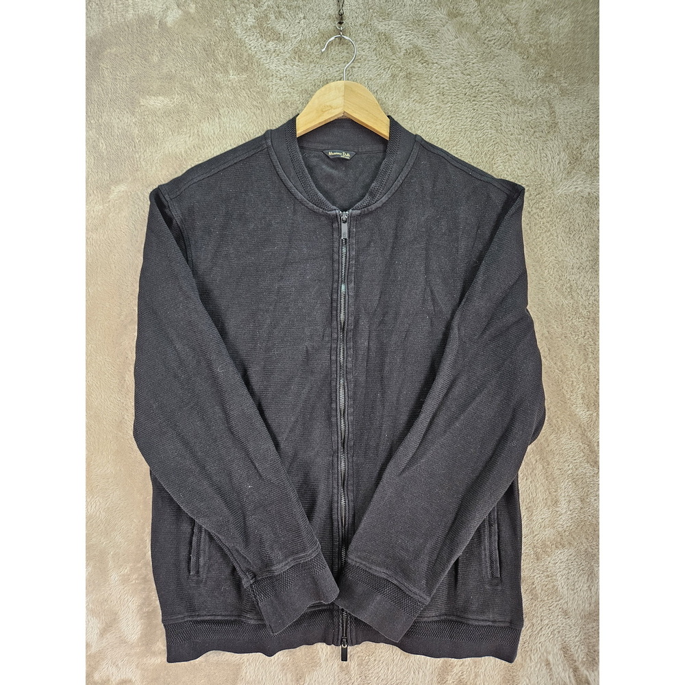 Massimo Dutti Sweater 100% Cotton Knitted Cardigan Full Zip Black measurement